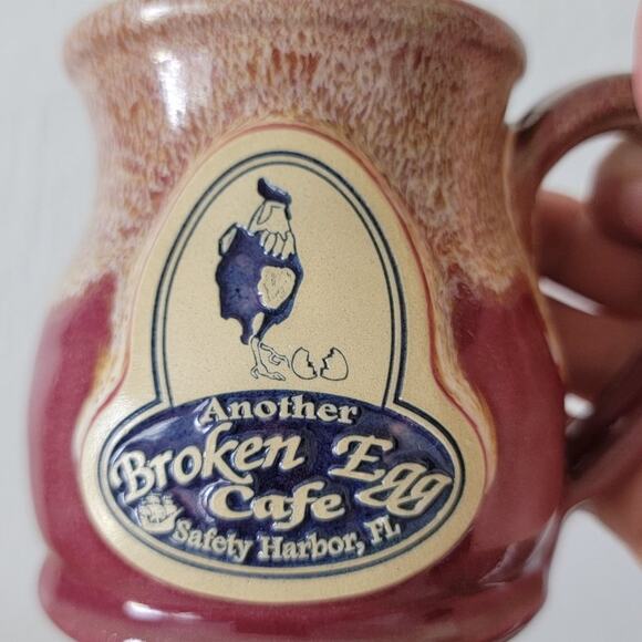 Another Broken Egg Cafe Deneen Pottery Mug Burgundy Handthrown 10oz Coffee Cup - Picture 6 of 9